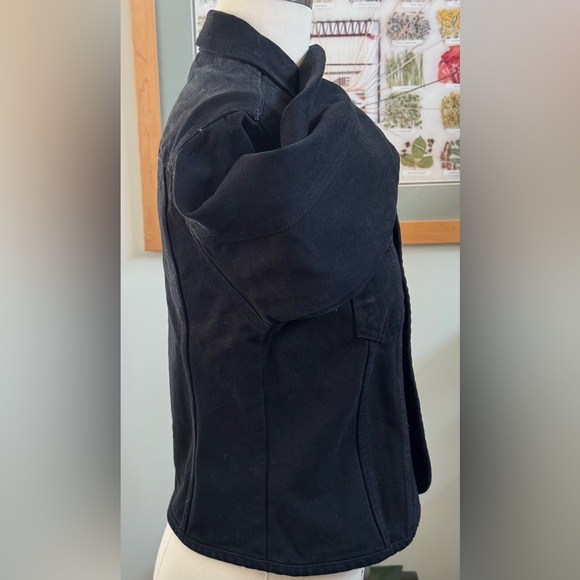 Calvin Klein Cropped Fitted Black Denim Jacket - Picture 3 of 9